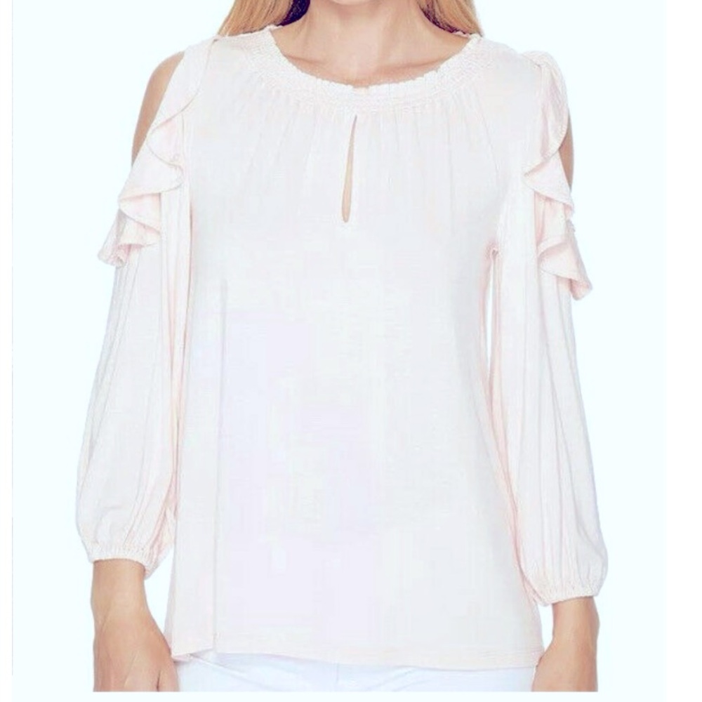 Lauren Ralph Lauren Cream Ruffled Cutout Blouse